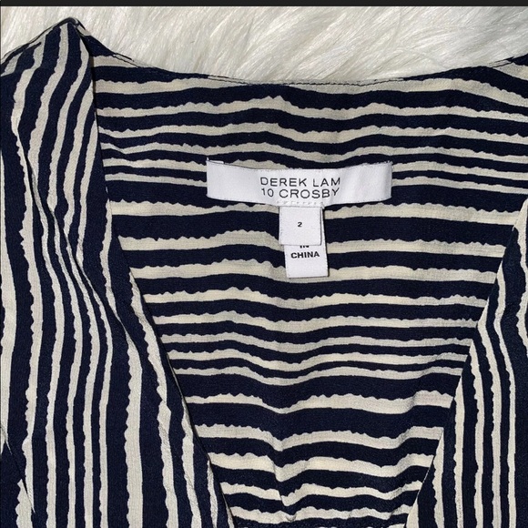 Derek Lam 10 Crosby 100% Silk Striped V-Neck Dress - Picture 5 of 8